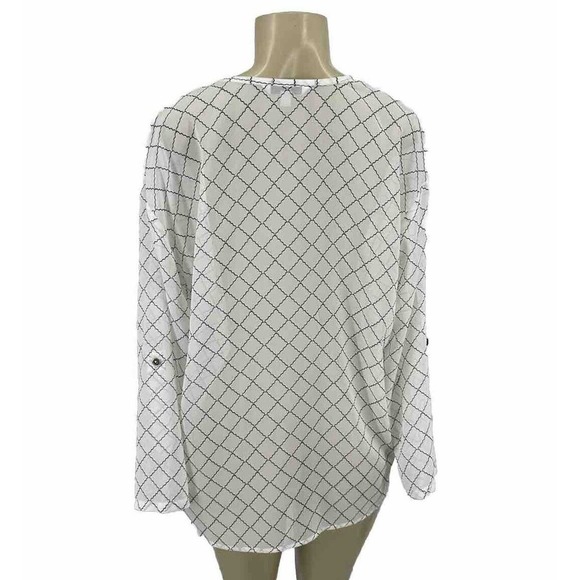 CAbi Small Women Blouse #740 Button Front Roll Tab Long Sleeve Sheer X16 - Picture 1 of 8